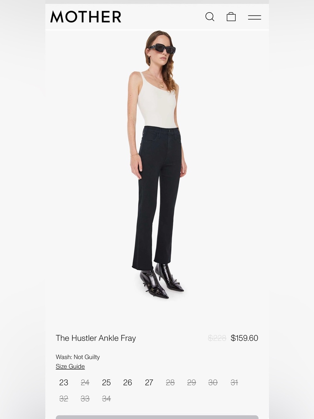MOTHER Black The Hustler Ankle Fray